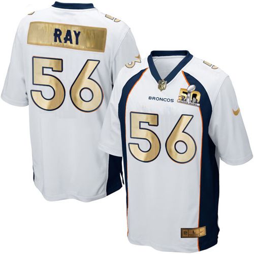 Nike Broncos #56 Shane Ray White Men's Stitched NFL Game Super Bowl 50 Collection Jersey